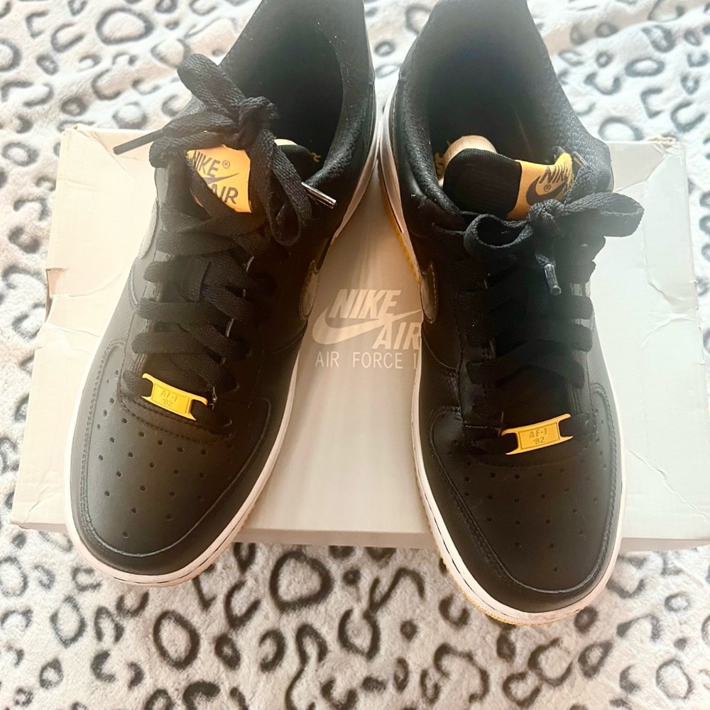 Nike Black and Yellow Air Force 1 Sneakers - Picture 4 of 7